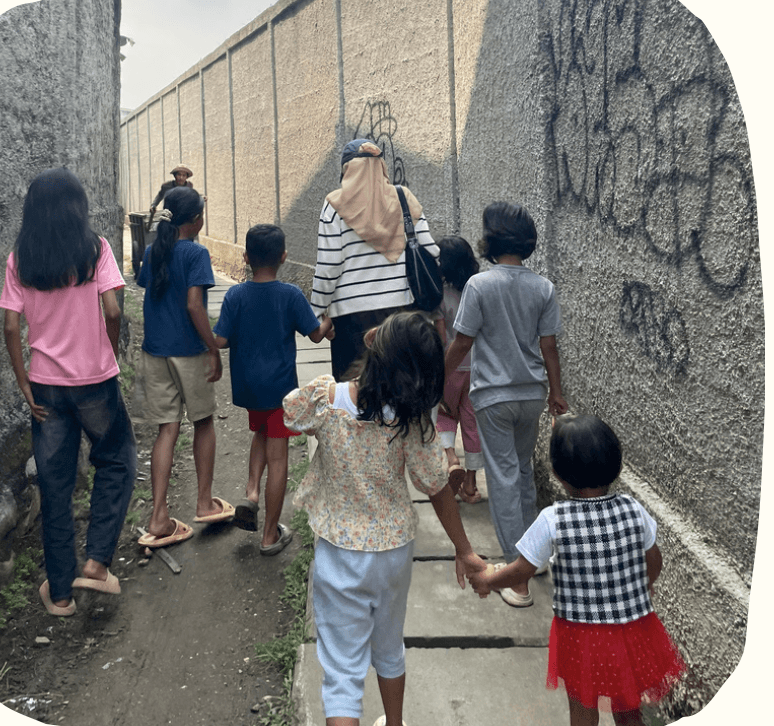 Children walking to class
